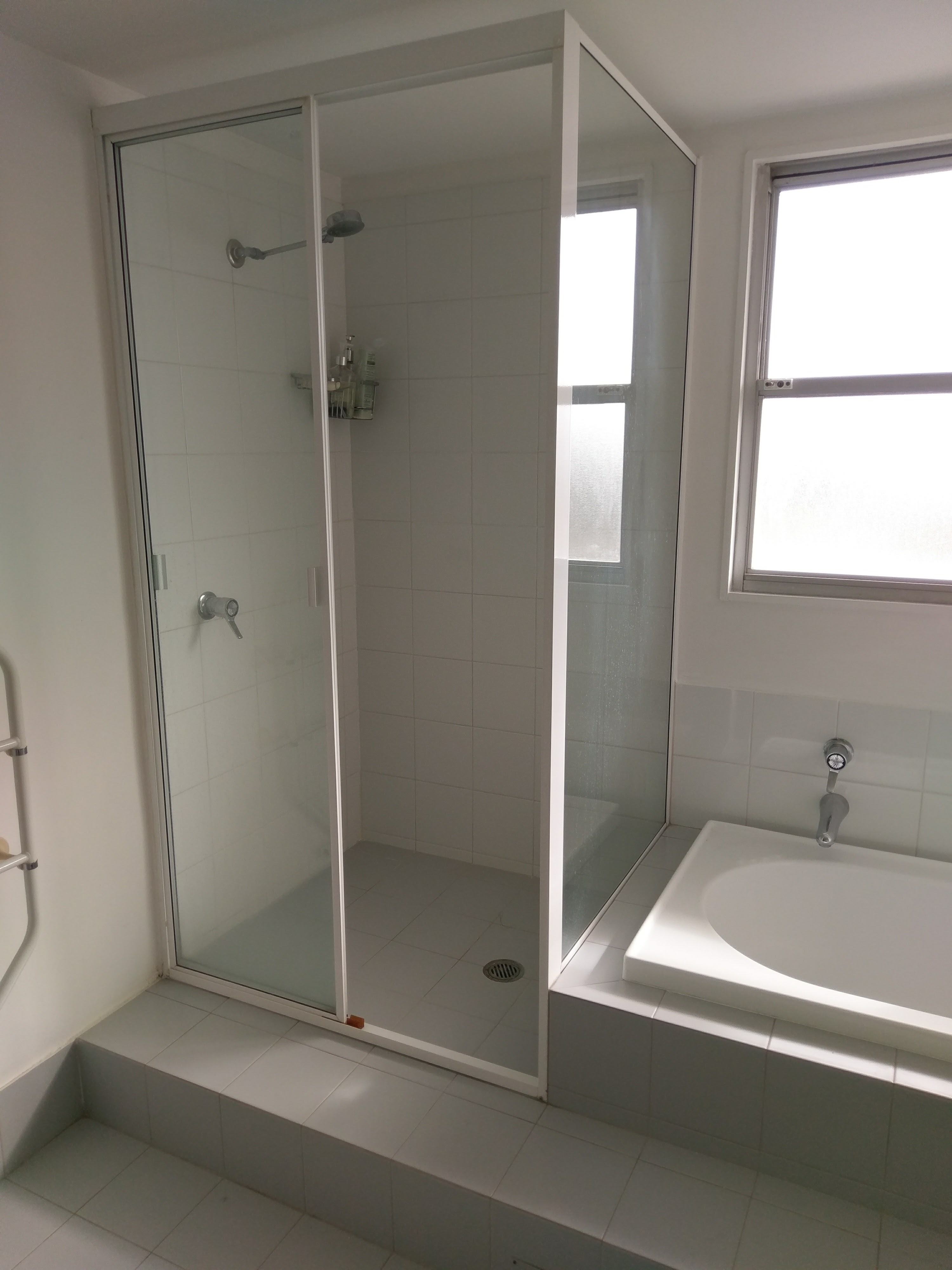 Semi Framed Shower Screen in White Side